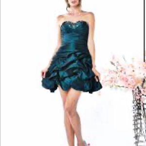 Chic Strapless Teal Prom Dress